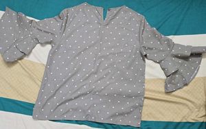 Cute Polka Dot Bell Sleeve Top