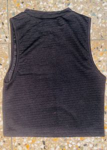 Sleek Black Sleeveless Crop Top