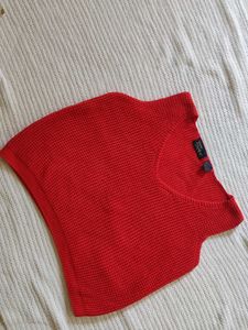 Red Knit Crop Top