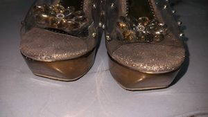 Sparkly Gold Embellished Slingback Heels