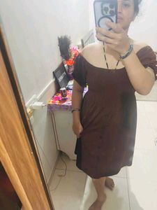 Brown Off-Shoulder with tag dress