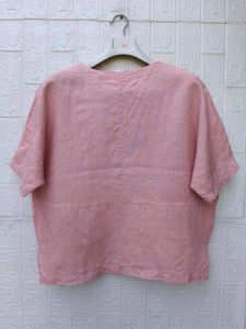 New with tag Chic Embroidered Pink Linen Top