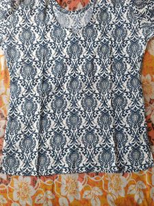 Navy Blue Printed Short Kurti