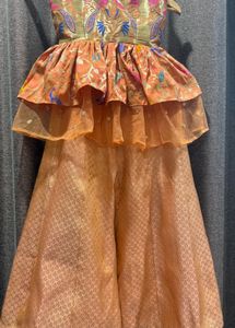 Festive Girls' Brocade Pant Set