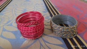 Set of Red and Grey Bangles