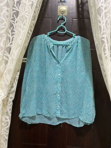 Light Blue Floral Print Blouse