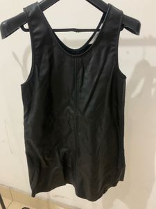 Sleek Black Faux Leather Mini Dress