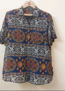 Vintage Boho Print Short Sleeve Shirt
