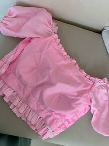 Pink Off-Shoulder Crop Top