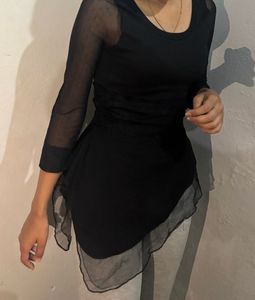 Sheer Sleeve Black Tunic Top