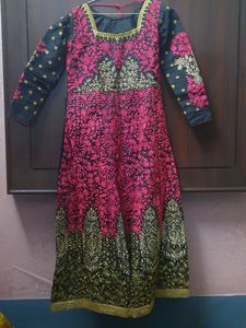 Elegant Pink &amp; Black Embroidered Suit