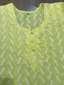Vibrant Yellow Embroidered Kurta
