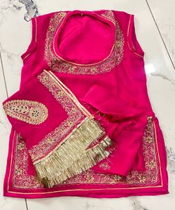 Stunning Pink Embroidered rajputi pure kurti kachl