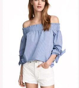 H&M Striped Off-Shoulder Top