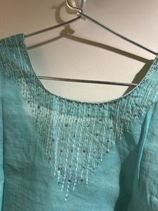 Teal Kurta 4 piece set with Sequins
