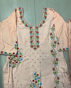Beautiful Peach Kurta Set with Embroidery