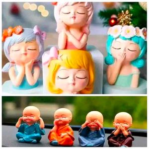 Cute Doll & Monk Figurine Set