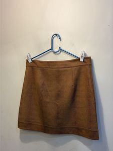 Brown Faux Suede Mini Skirt