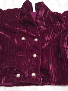 Velvet Puff Sleeve cropped Blazer not used