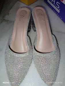 Sparkling Embellished Pointed Toe Mules