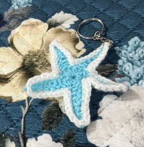 Handmade Crochet Starfish Keychain
