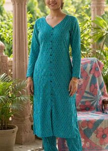 Blue Printed Kurta set with pajama