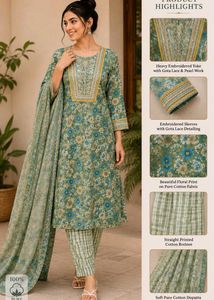 40 Size -Floral Kurta Set with Pants