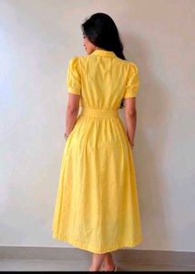 Yellow Button-Up Midi Dress