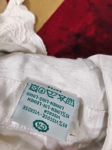White Embroidered Tie-Front Shirt