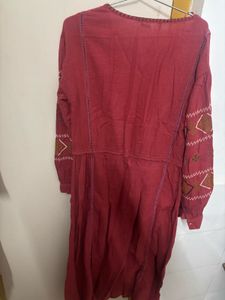 Boho Embroidered Red Kurta