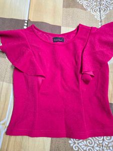 Vibrant Fuschia Pink Ruffle Sleeve Top