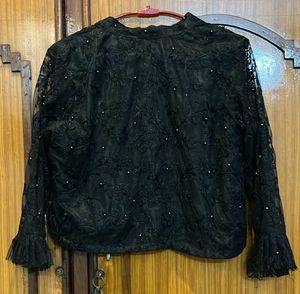 Black Embellished Lace Jacket