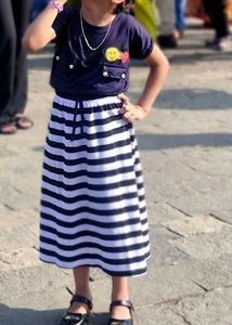 Striped Skirt with Smiley Top