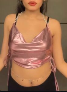 Pink Metallic Halter Top