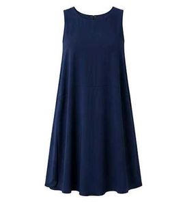 Navy Blue Sleeveless A-Line Dress