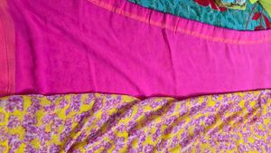 “Yellow &amp; Pink Floral Print Saree – Elegant &amp; Vibr