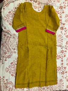 Vibrant Yellow Kurta with Embroidered Details