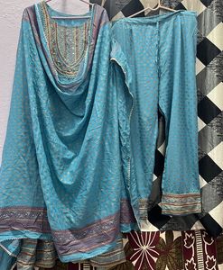 Elegant Blue Embroidered Kurta Set