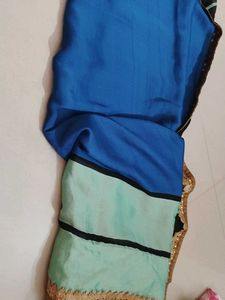 Blue Saree with Floral Print