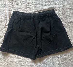 Black Denim Drawstring Shorts