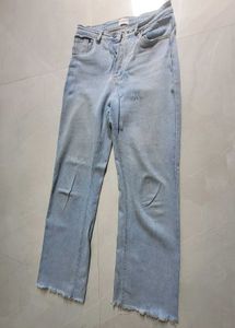 High Waisted Wide Leg Light Wash Jeans