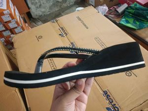 Black Flip Flops with Embellished Straps