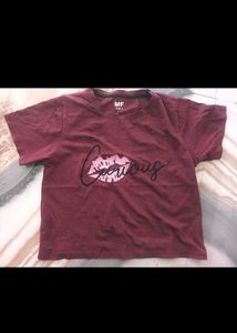 Maroon "Curious" Lip Graphic Tee