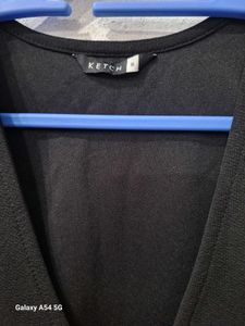 KETCH Black Sleeveless Deep V-Neck Button Detail M