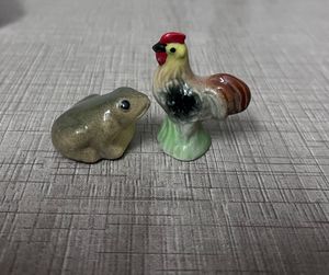 Ceramic Chicken and Frog Figurines