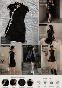Elegant Black Cheongsam Dress