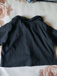 Chic Black Collared Button-Up Top