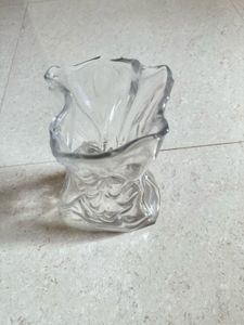White Fabric Flower Vase with Twine Detail
