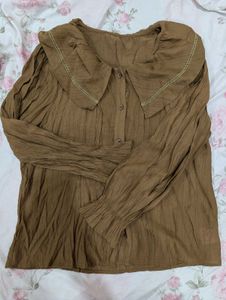 Brown Collared Blouse size xs-m