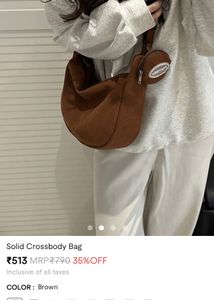 Brown Corduroy Crossbody Bag